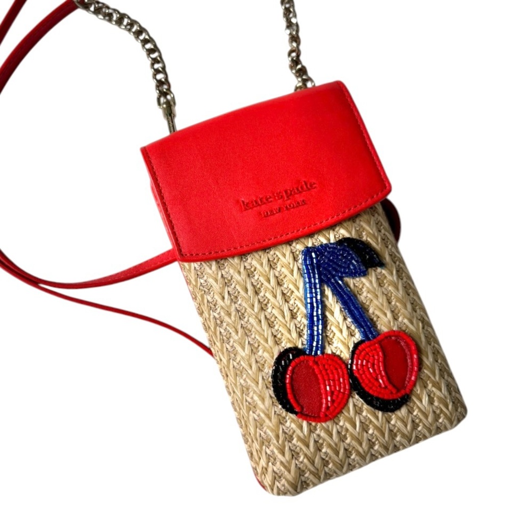 Kate Spade Fruit Novelty Red and Tan Phone Crossbody Bag